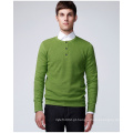 Algodão Semi Openness Pullover Jacquard Knitted Homens Camisola